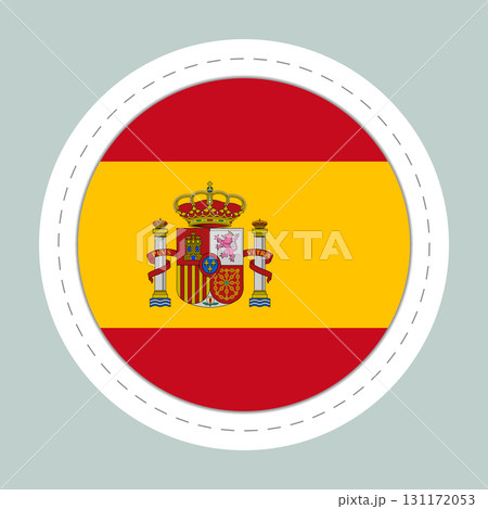 Glass light ball with flag of Spain. Round sphere, template icon. Spanish national symbol. Glossy realistic ball, 3D abstract vector illustration highlighted on a white background. Big bubble Glass light ball with flag of Spain. Round sphere, template icon. Spanish national symbol. Glossy realistic ball, 3D abstract vector illustration highlighted on a white background. Big bubble 131172053