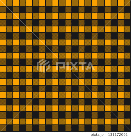 Orange and black Scotland textile seamless pattern. Texture check tartan plaid. Abstract geometric background for cloth, card, fabric. Monochrome graphic repeating design. Modern squared ornament Orange and black Scotland textile seamless pattern. Texture check tartan plaid. Abstract geometric background for cloth, card, fabric. Monochrome graphic repeating design. Modern squared ornament 131172091