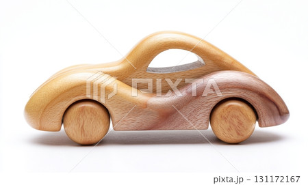 Handmade wooden car with smooth curves and eco-conscious aesthetics. 131172167