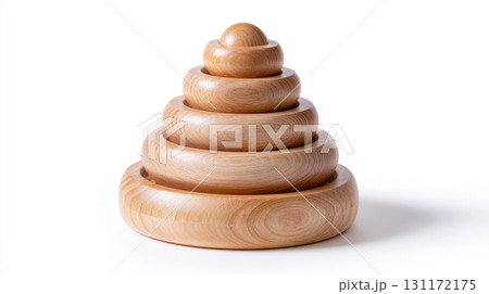 Wooden pyramid toy for children, isolated on white for modern eco branding. Wooden pyramid toy for children, isolated on white for modern eco branding. 131172175