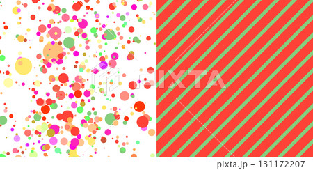 Scrapbooking set. Different textures and prints. Multicolor background, colorful texture with circles for scrapbook paper. Vector illustration with retro dotted, striped pattern for your layouts 131172207
