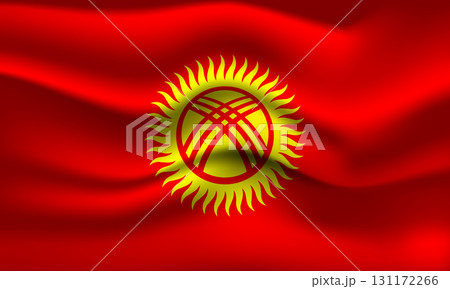 Flag of Kyrgyzstan. Kyrgyz national symbol in official colors. Template icon. Abstract vector background 131172266