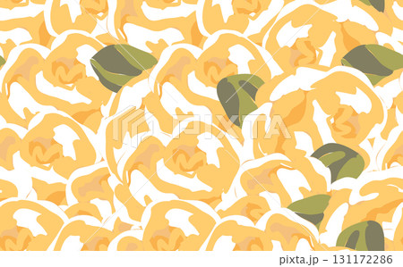 Spring colorful vector illustration with roses. Cartoon style. Fashion print for wallpaper, fabric, textile. Minimal linear style 131172286