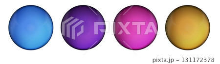 Set with glass colorful balls. Glossy realistic ball, 3D abstract vector illustration highlighted on a white background. Big metal bubble with shadow 131172378