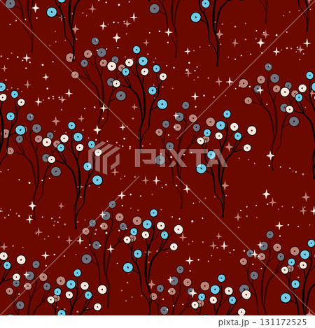 Christmas seamless pattern. Holiday Background with berry fruit. Doodle sprigs print. Design for hiliday card, poster, fabric, textile Christmas seamless pattern. Holiday Background with berry fruit. Doodle sprigs print. Design for hiliday card, poster, fabric, textile 131172525
