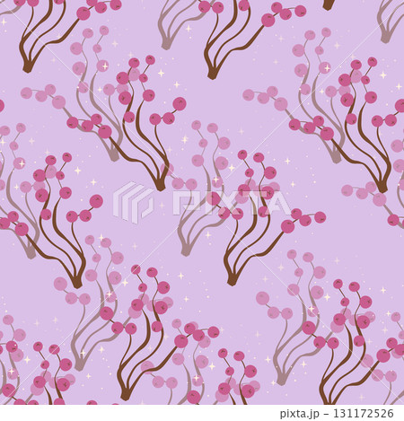 Christmas seamless pattern. Holiday Background with berry fruit. Doodle sprigs print. Design for hiliday card, poster, fabric, textile Christmas seamless pattern. Holiday Background with berry fruit. Doodle sprigs print. Design for hiliday card, poster, fabric, textile 131172526