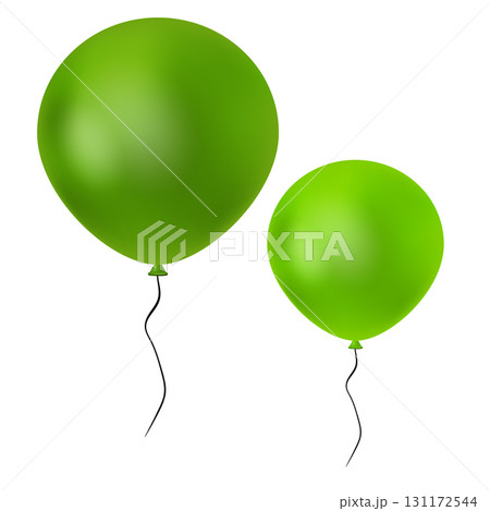 Green balloon isolated on a white background. Party decoration for birthday and celebrations. Vector realistic colorful festive 3d helium balloons Green balloon isolated on a white background. Party decoration for birthday and celebrations. Vector realistic colorful festive 3d helium balloons 131172544