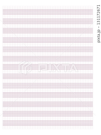 Graph paper. Printable grid paper with stave on a white background. A blank music sheet paper with staff. Geometric pattern for composition, education, school. Realistic lined paper blank size A4 131172671
