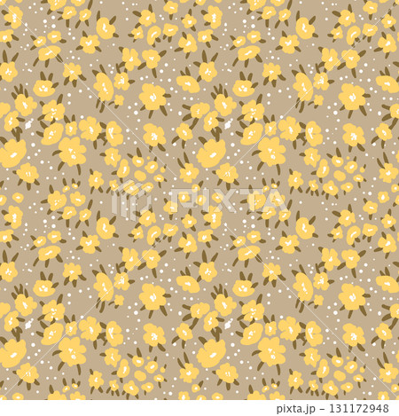 Seamless floral pattern based on traditional folklor art ornaments. Colorful flowers on color background. Scandinavian style. Sweden nordic style. Vector illustration. Simple minimalistic pattern 131172948