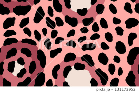 Abstract modern leopard seamless pattern. Animals trendy background. Color decorative vector stock illustration for print, card, postcard, fabric, textile. Modern ornament of stylized skin 131172952