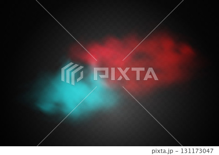 Color smoke effect background. Realistic decorative fog in the air, vapor, creeping smoke puff. Layout of cloudy smog. Transparency vector illustration Color smoke effect background. Realistic decorative fog in the air, vapor, creeping smoke puff. Layout of cloudy smog. Transparency vector illustration 131173047
