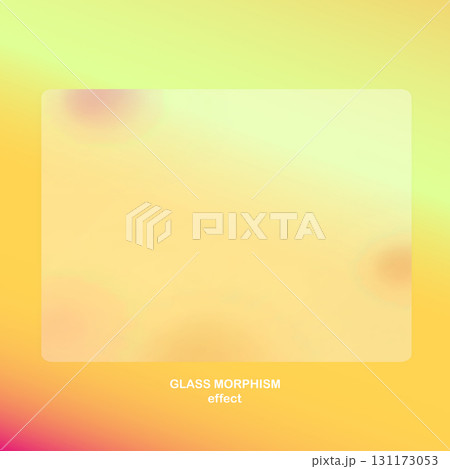Modern background with glass morphism vector effect. Transparent glass card design. Glassmorphism trend style. Abstract banner with colored, white circles with blur and shadows. Vector illustration 131173053