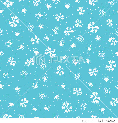 Winter seamless pattern with white snowflakes on color background. Vector illustration for fabric, textile wallpaper, posters, gift wrapping paper. Christmas vector illustration. Falling snow Winter seamless pattern with white snowflakes on color background. Vector illustration for fabric, textile wallpaper, posters, gift wrapping paper. Christmas vector illustration. Falling snow 131173232