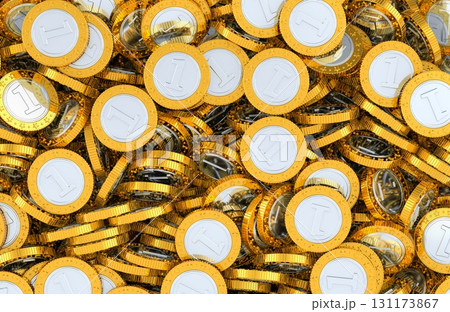 One value coins pile, background. 3D rendering One value coins pile, background. 3D rendering 131173867