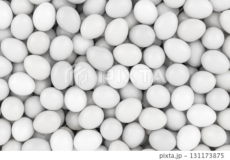 White eggs heap, background. 3D rendering 131173875