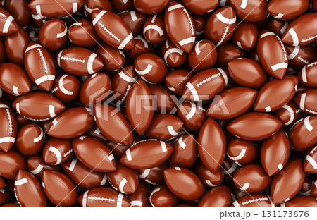 American football balls, background. 3D rendering American football balls, background. 3D rendering 131173876