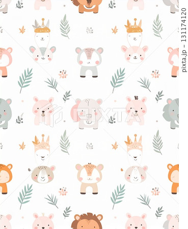 幼児向けのかわいい動物アイコンパターン 幼児向けのかわいい動物アイコンパターン 131174120