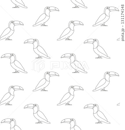 Vector seamless pattern of flat outline toucan 131174148