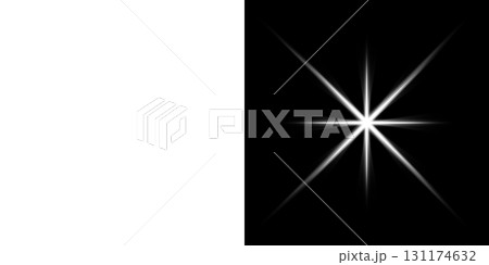 透明と黒背景に配置された白い対称スターバースト 透明と黒背景に配置された白い対称スターバースト 131174632