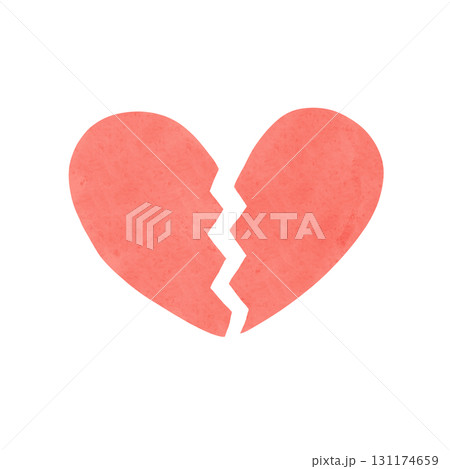 割れたハートのあしらい　水彩風手描きイラスト 131174659
