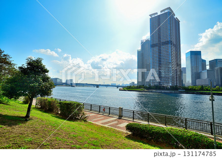 豊洲公園から観た晴海臨海公園 高層マンションの風景 豊洲公園から観た晴海臨海公園 高層マンションの風景 131174785