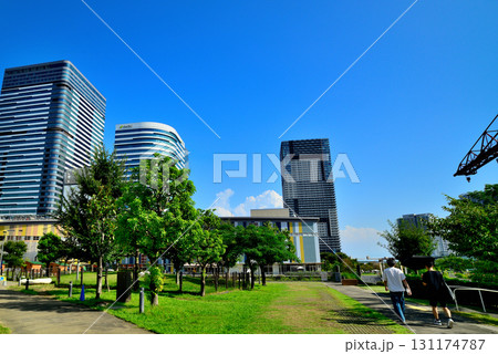 豊洲公園から観た晴海臨海公園　高層マンションの風景 131174787