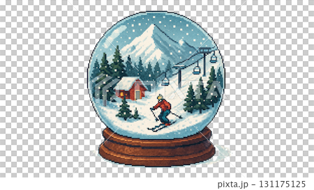 Ski resort inside a snow globe 131175125