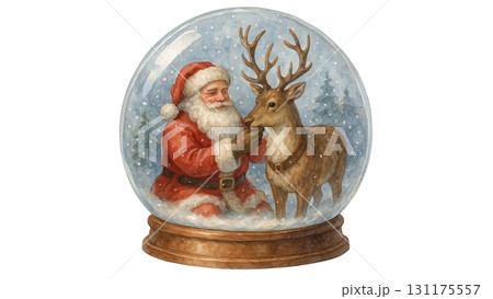 スノードームの中にサンタとトナカイ スノードームの中にサンタとトナカイ 131175557