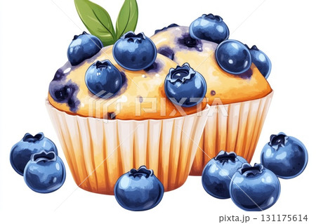 Delicious blueberry muffin with fresh berries on white background 131175614
