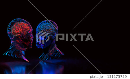 The Bust and Brain for sci or Technology concept 3d Rendering. The Bust and Brain for sci or Technology concept 3d Rendering. 131175739