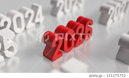 The Red 2026 for New year or celebration concept 3d Rendering. The Red 2026 for New year or celebration concept 3d Rendering. 131175752