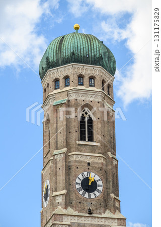 Bell tower of Frauenkirche Cathedral of Our Lady, Roman Catholic church and symbol of the city of Munich in Bavaria, Germany 131175829