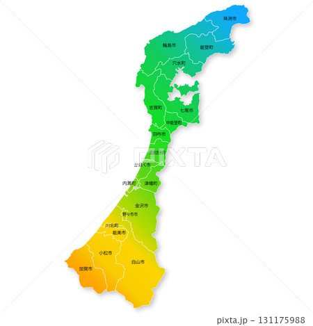 石川県と市町村地図 石川県と市町村地図 131175988