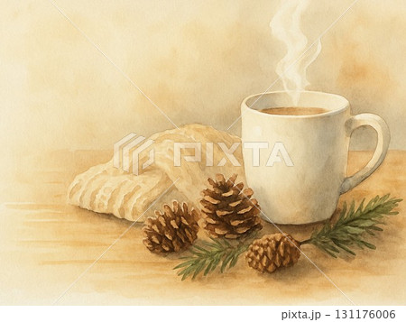 ほの温かい冬支度のテーブル(水彩) ほの温かい冬支度のテーブル(水彩) 131176006