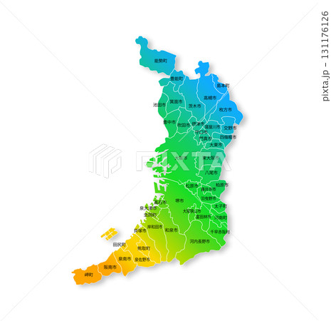大阪府と市町村地図 131176126