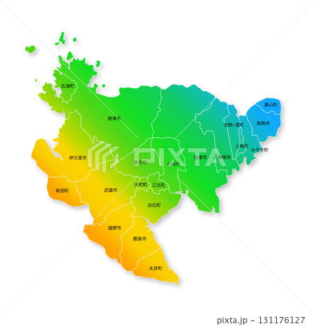 佐賀県と市町村地図 131176127