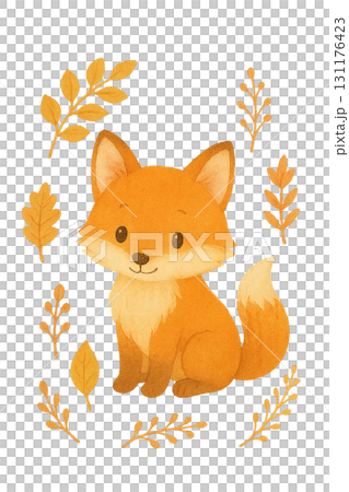 秋天的植物和狐狸水彩畫框插圖可愛的秋天素材PNG剪紙 秋天的植物和狐狸水彩畫框插圖可愛的秋天素材PNG剪紙 131176423