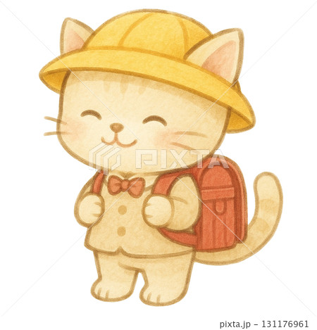 【入学式】ランドセルを背負った子猫のイラスト 131176961