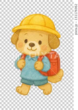 【入学式】ランドセルを背負った子犬のイラスト 131176962