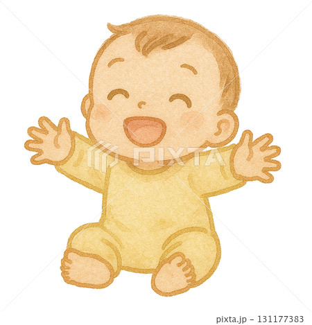 座ってる赤ちゃんのイラスト/タイプ2 131177383