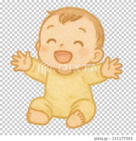 座ってる赤ちゃんのイラスト/タイプ2 131177383