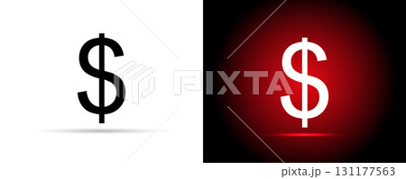 Contrasting Dollar Symbols: Black and Red Backgrounds for Financial Imagery. 131177563