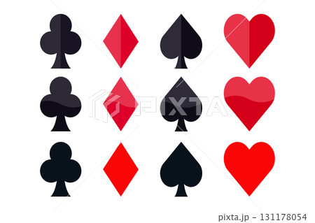 Colorful Flat Icons of Standard Playing Card Suits. Colorful Flat Icons of Standard Playing Card Suits. 131178054