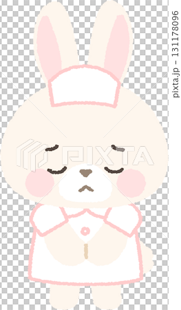 White rabbit nurse bowing in apology (no main lines) 131178096