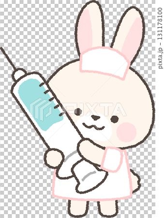 注射器を持った白ウサギの看護師 131178100