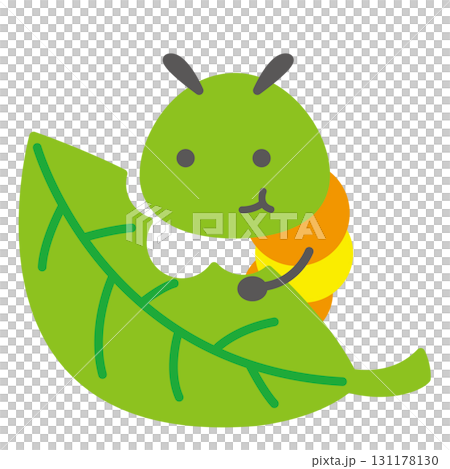 Green caterpillar eating leaves Green caterpillar eating leaves 131178130