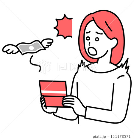 預金残高が減ってショックを受ける若い女性 131178571