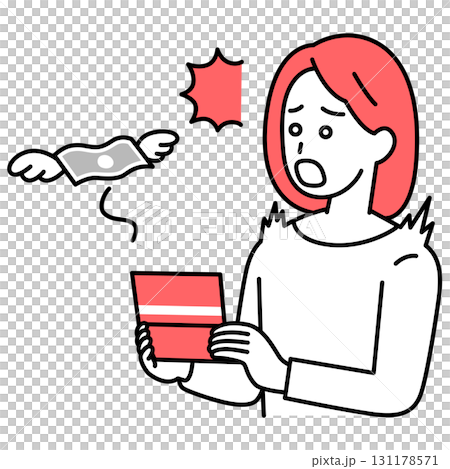 預金残高が減ってショックを受ける若い女性 131178571