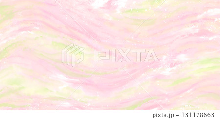 質感が美しいピンクとグリーンの水彩背景テクスチャ	 131178663