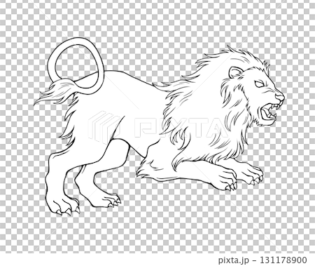 しし座のライオンの線画イラスト しし座のライオンの線画イラスト 131178900